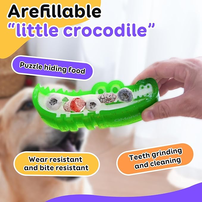A refillable chew Toy for Small, Medium, and Large Dogs. A Three-in-one Indestructible chew Toy for Frozen Yogurt, Teething, and nibbling. Updated with a grooved Design.(Large)