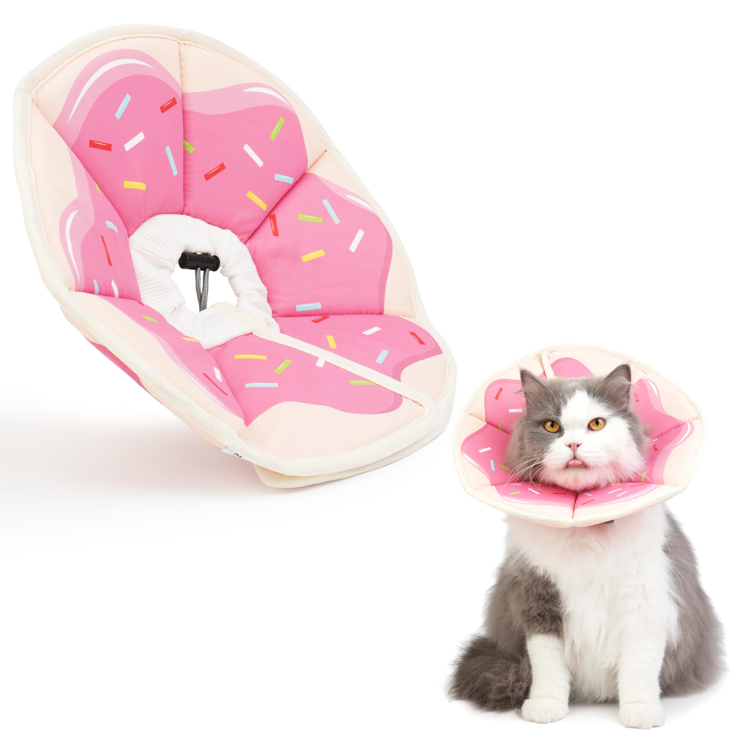 Cat Cone Collar Soft, Waterproof Cat Recovery Collar After Surgery, Adjustable Pet Donut Collar, Safety Elizabethan Collar to Prevent Licking Wounds for Kittens, Pet Cone Alternative