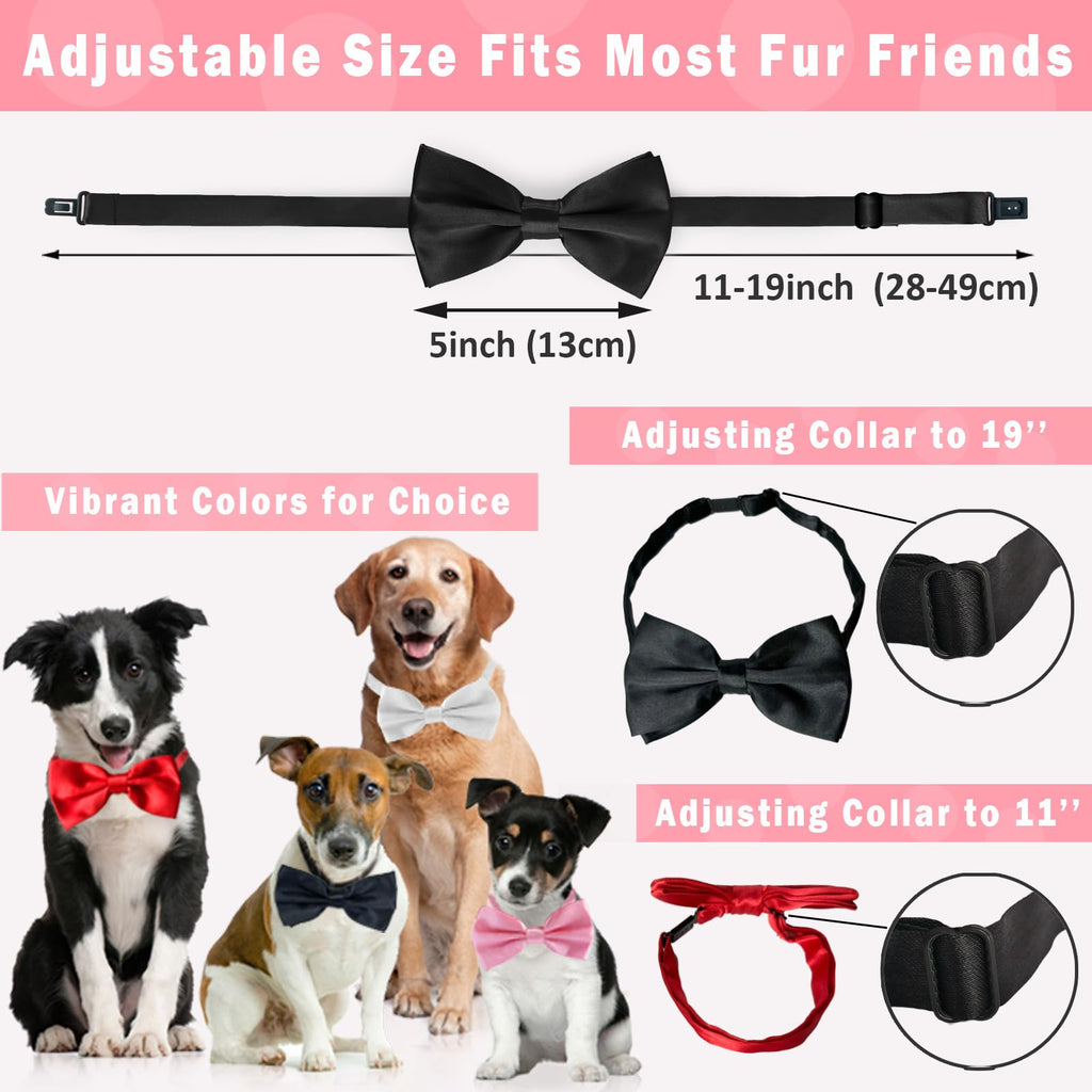 Black and Red Bow Tie for Dogs, KOOLMOX Red and Black Dog Bow with Adjustbale Dog Collar for Medium and Large Dogs Cats Pets Wedding Birthday Party Holiday New Year Cosutmes