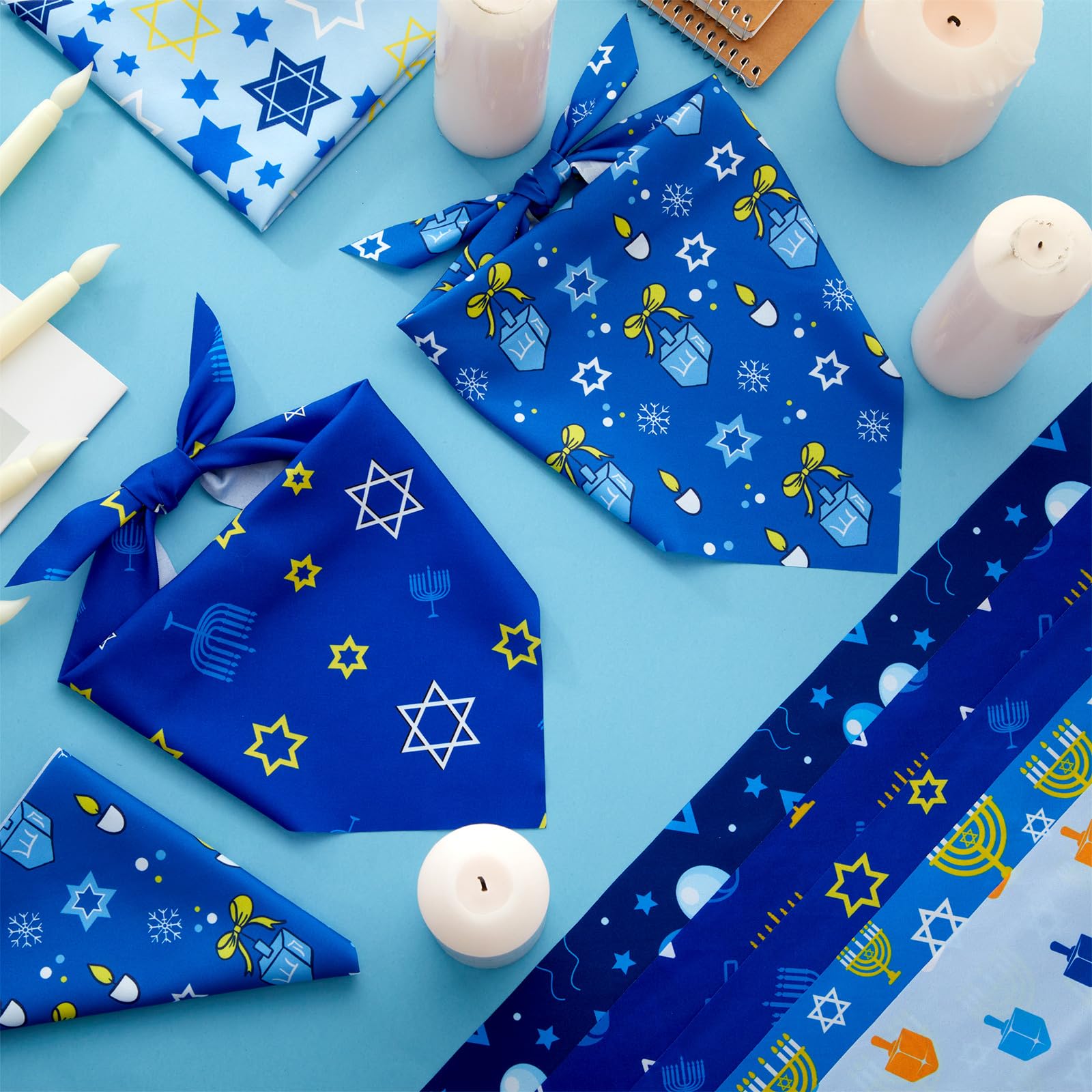 Abbylike 50 Pcs Hanukkah Dog Bandanas Bulk Blue Bandanas for Dogs Triangle Kerchief Bibs Scarf Set for Pet Hanukkah Costume Photo Props Accessories Pet Shops, 25 Styles (25.6 x 17.7 x 17.7)