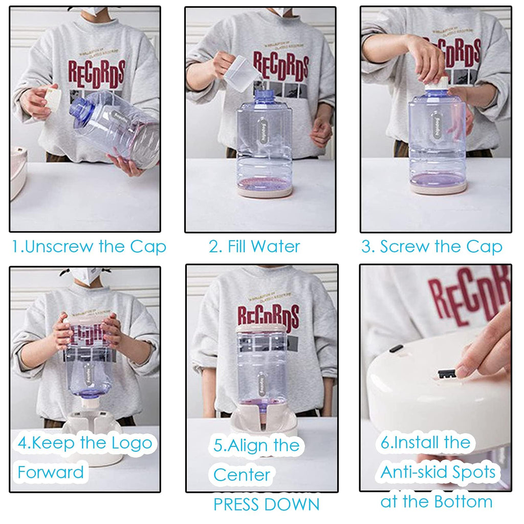 kathson Automatic Cats Water Dispenser 1 Gallon Gravity Dogs Water Station Feeder Large Capacity Pet Drinking Bowls for Kitten Puppy