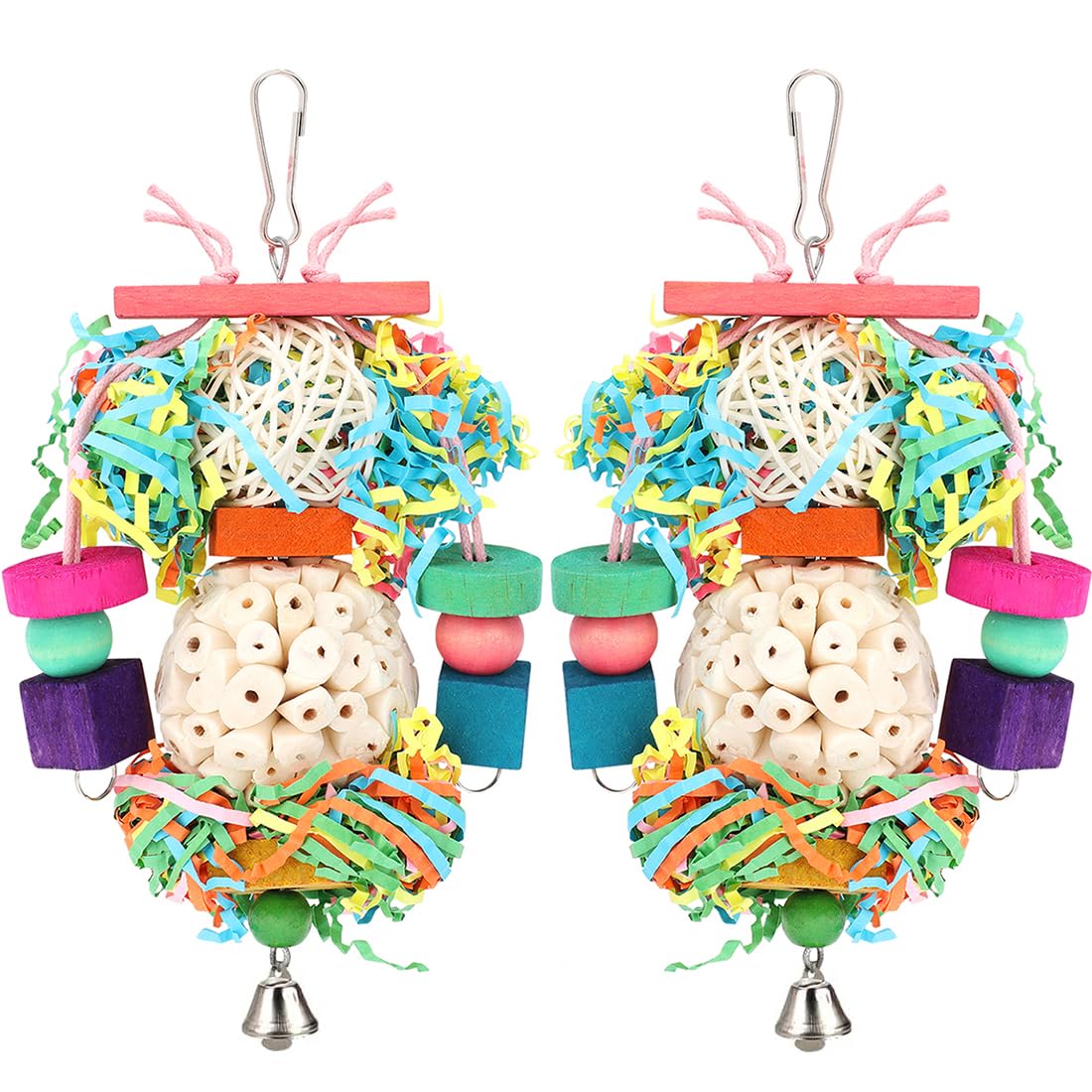 BBjinronjy Bird Toys,2PCS Hanging Natural Soft Sola Ball Beak Chew Shred Forage Toys for Parrots,Cockatiel,Conure,Love Birds,Parakeets,Budgie and Other Small Birds