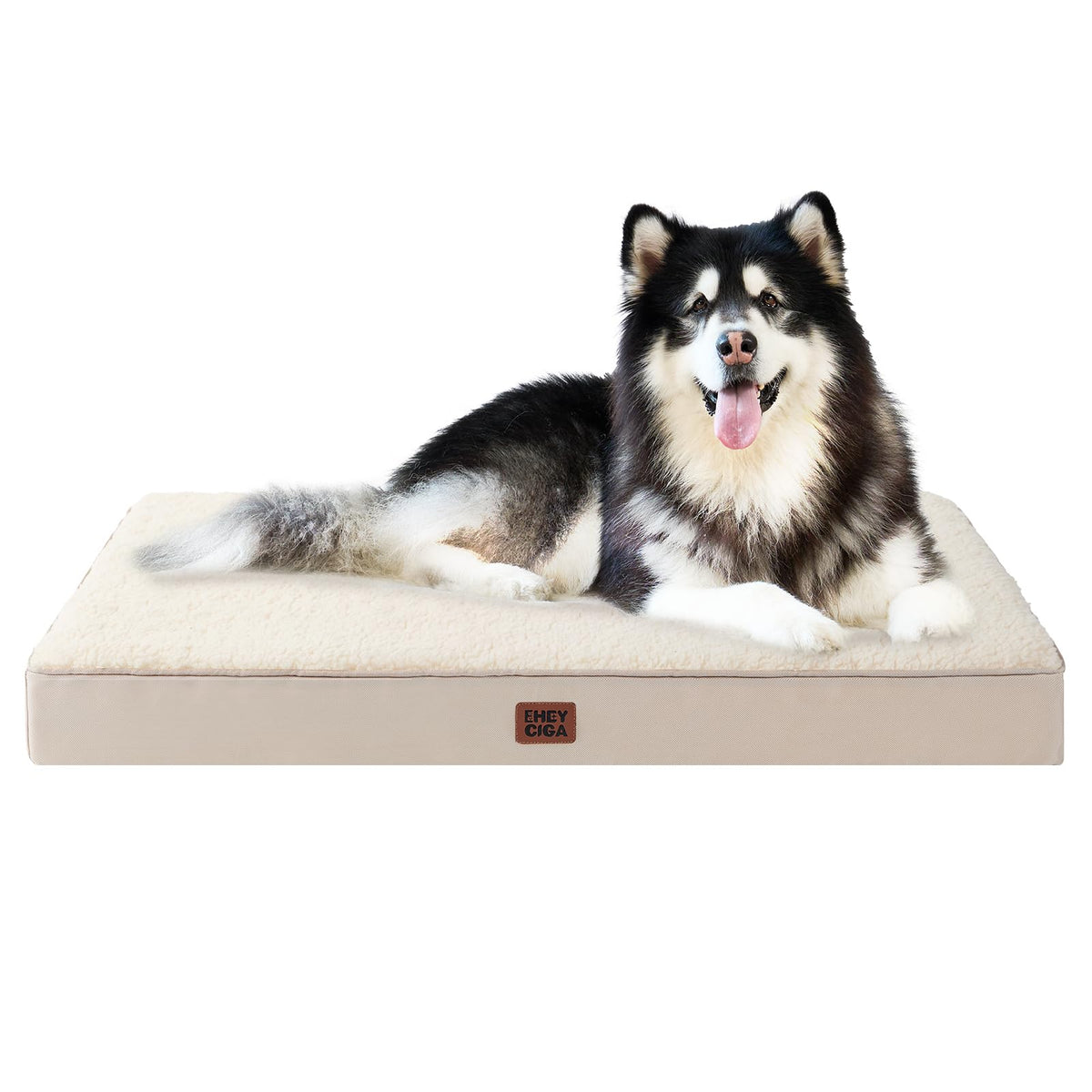 EHEYCIGA Orthopedic Dog Bed Large with Removable Washable Cover, 47IN Beige