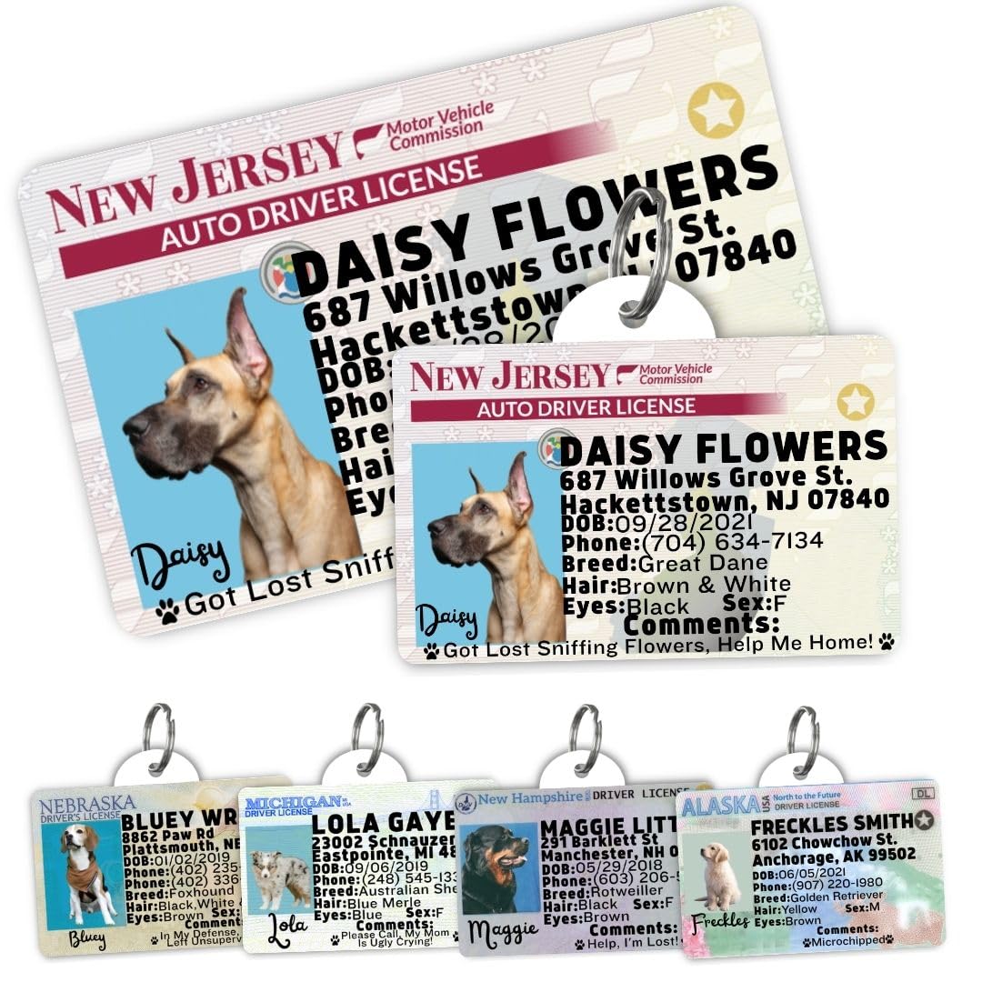 Dog Tags Personalized, Dog ID License Tag for Pets (Arizona, Wallet Card)