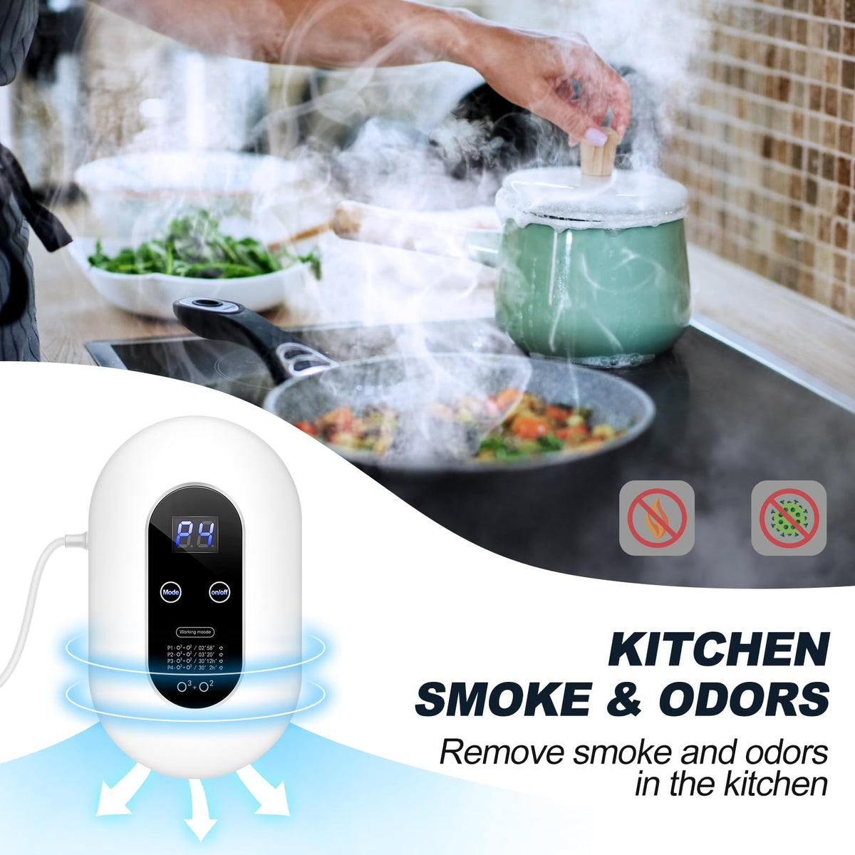Ozone Odor Eliminator for Strong Odor 99% Cat Litter Deodorizer Dog Poof