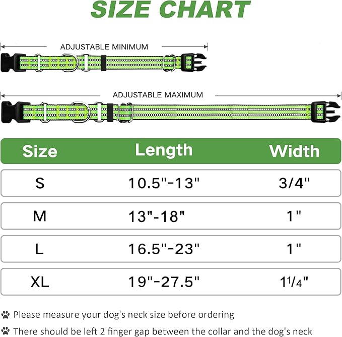 JOYEEIIOO Martingale Dog Collar, Adjustable Nylon Reflective Collar with Quick Release Buckle, No Pull Dog Training Collars for Small Medium Large Dogs (Lime Green Medium)