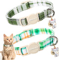 ARING PET 2 Pack Cat Collar, Christmas Breakaway Kitten Small Collars with Bells for Girl Boy Cats-Pink Reindeer Santa Claus & Green Xmas Tree