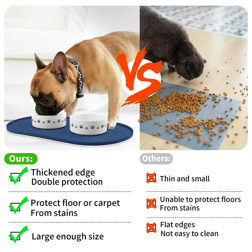 KPWACD Dog Food Mat Anti-Slip Bowl Mats, High-Lips Waterproof Pet Placemat
