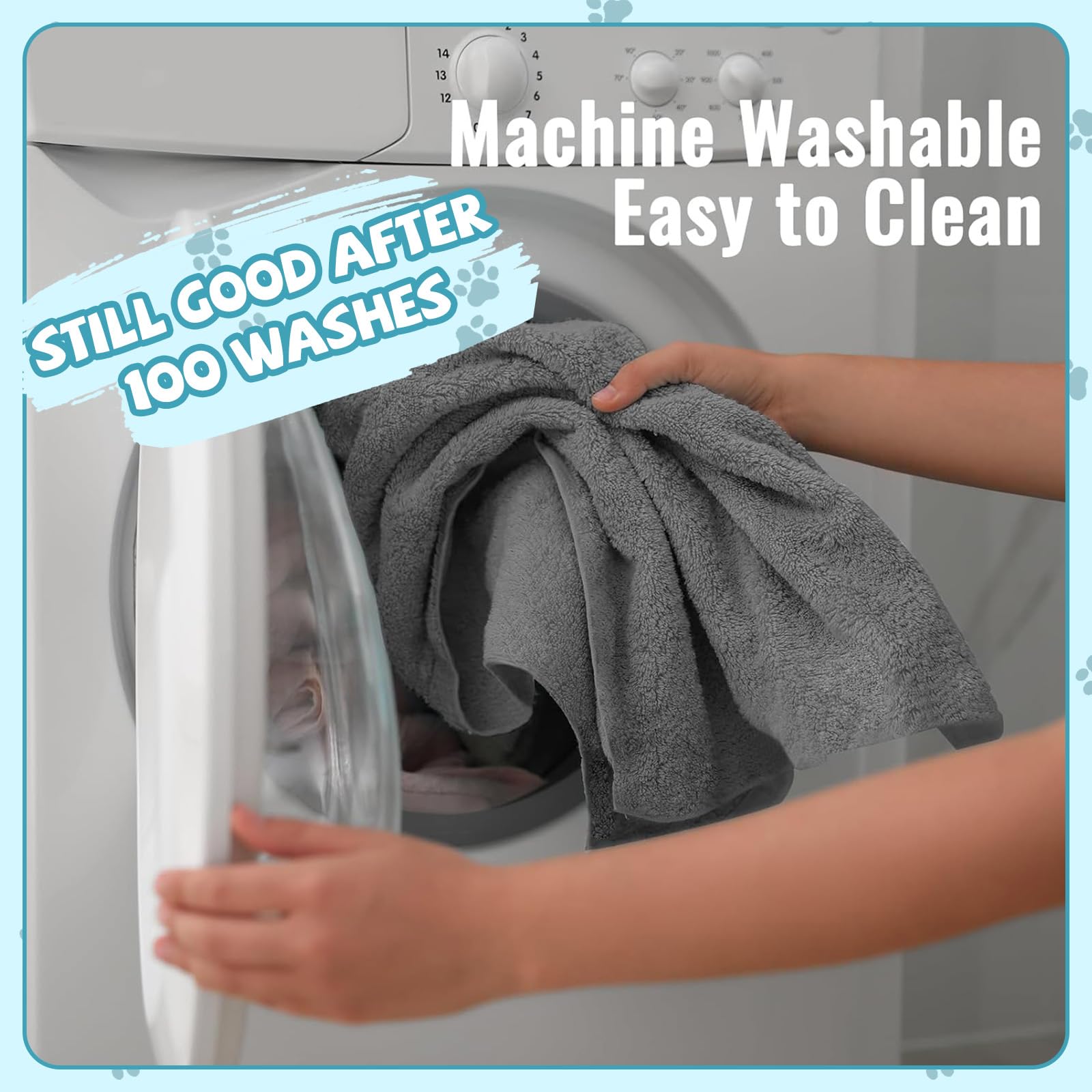 Puomue Microfiber Dog Towels for Drying Dogs, Super Absorbent and Soft Pet Grooming Towel, 40 Inch X 23.6 Inch, Perfect Dog Shower & Bath Supplies for Large, Medium or Small Dogs, Grey