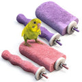Soulchen 4 Pcs Bird Beak Grinding Calcium Stone Perches Large 4.8 Inch Parrot Teeth Mouth Molar Cage Platform Paw Grinding Sticks Jumping Stand for Macaws Parakeets Finches Cockatiel(Purple,Pink)