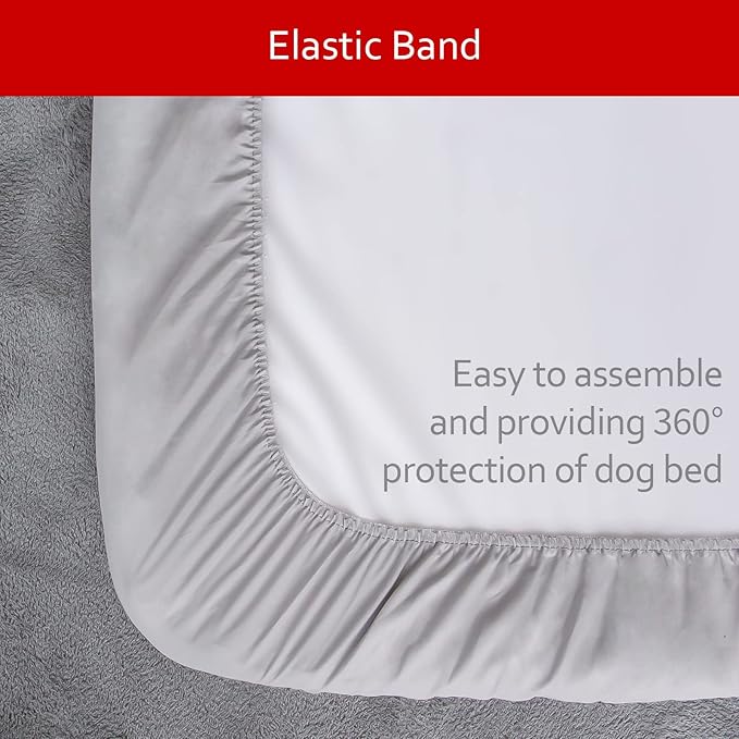 Waterproof Dog Bed Covers Replacement Washable Pet Hair Easy to Remove, Noiseless Quilted Puppy Pet Bed Cover Lovely Grey Star Print 22x35 Inches, for Dog/Cat, Cover Only