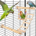 DBNESS 3pcs Natural Wood Bird Perch Toys, Rotating Perch Stand, L-Shaped Perches with Chew Block, Hanging Cork Stopper Toy, Birdcage Accessories for Small Medium Parrots Cockatiels Quaker Caique