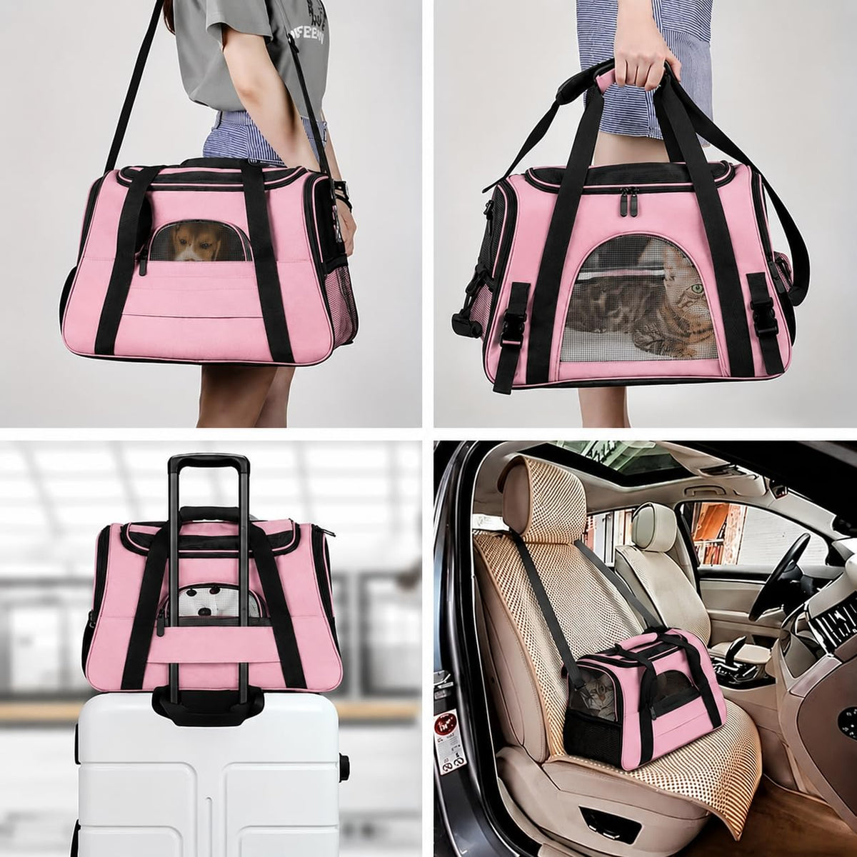 QQLe Cat Carrier Bag, Airline Approved Soft Carrier for Cats & Small Dogs