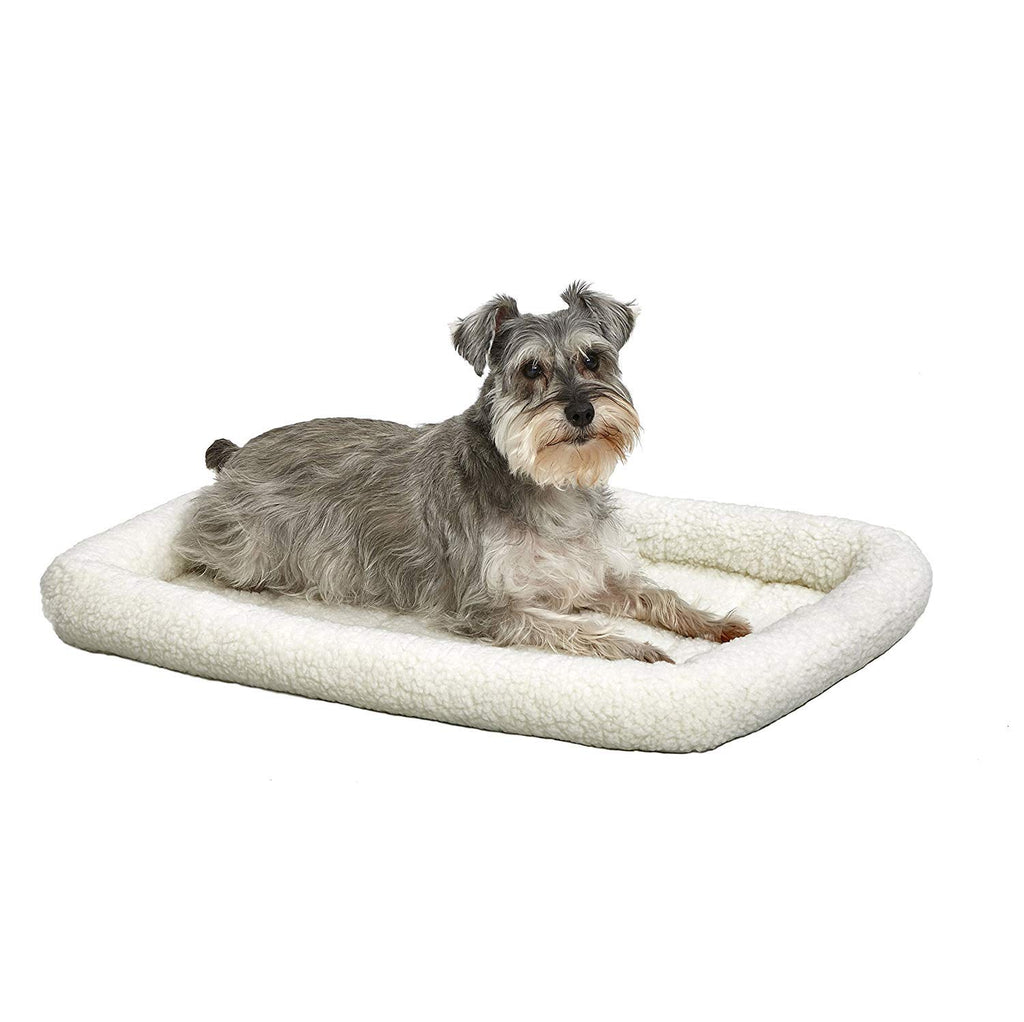 MidWest Homes for Pets QuietTime Dog Bed - White Fleece Bolster, Ultra-Soft and Machine Washable, Fits 30-Inch Crates and Carriers, for Medium Breed Dogs