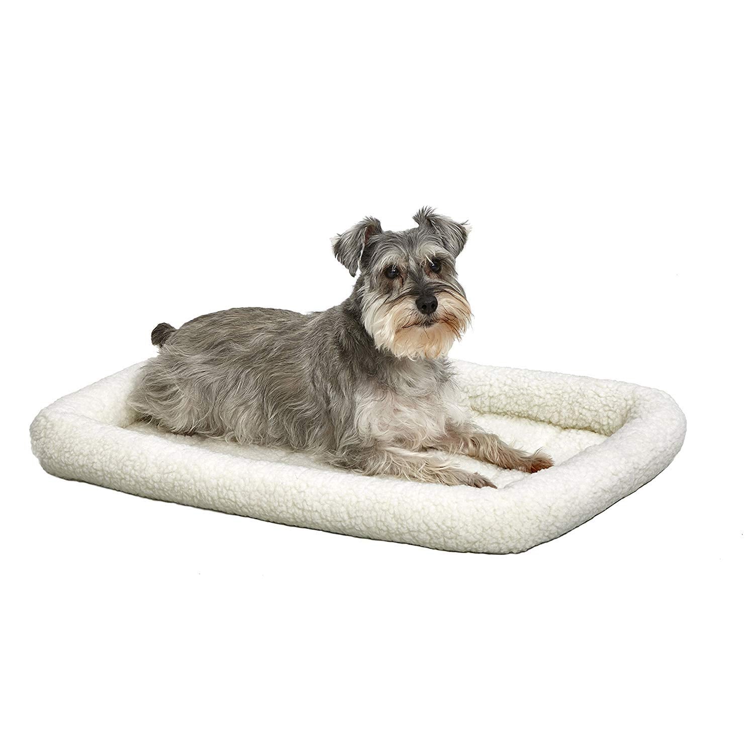 MidWest Homes for Pets QuietTime Dog Bed - White Fleece Bolster, Ultra-Soft and Machine Washable, Fits 30-Inch Crates and Carriers, for Medium Breed Dogs