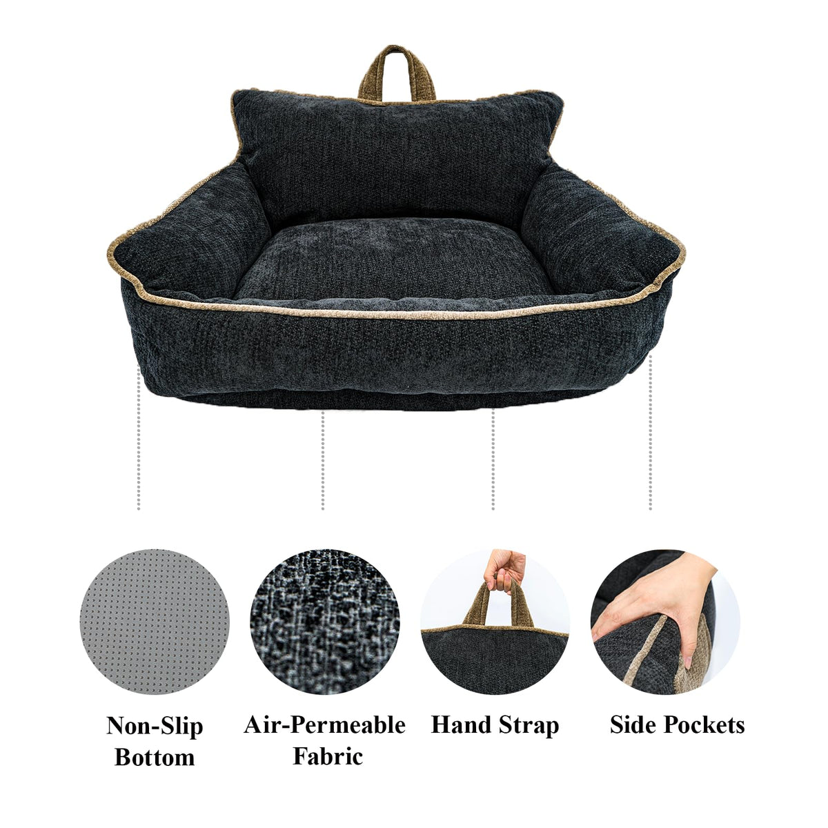 RAFASAFA Washable Dog Bed Medium Size,Pet Beds for Medium Dogs,Dog Sofa Bed with Removable Washable Cover,Warm and Comfortable,M(23.5"x15.5"x13.5")