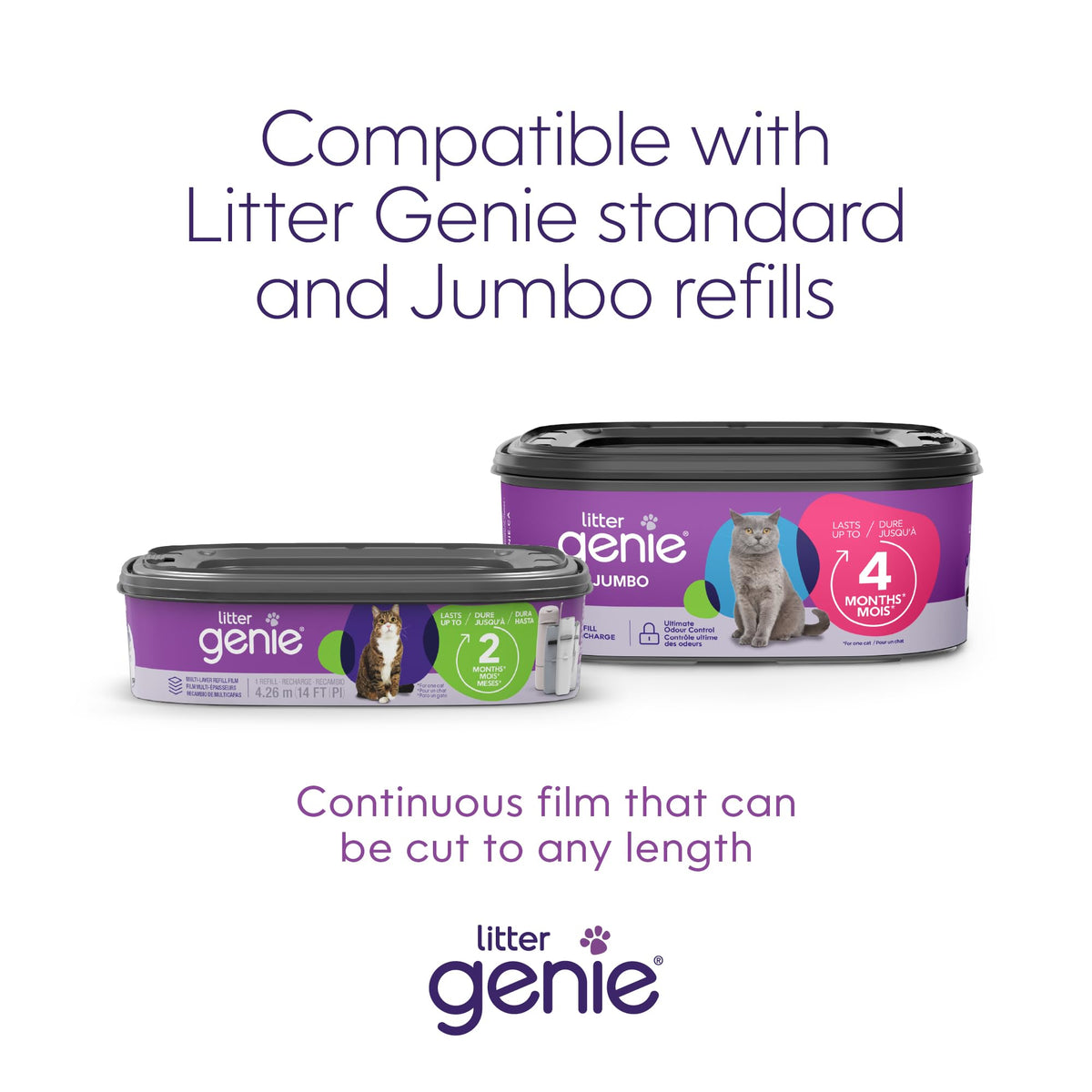 Litter Genie Style Cat Litter Disposal Pail with 14 ft Standard Refill