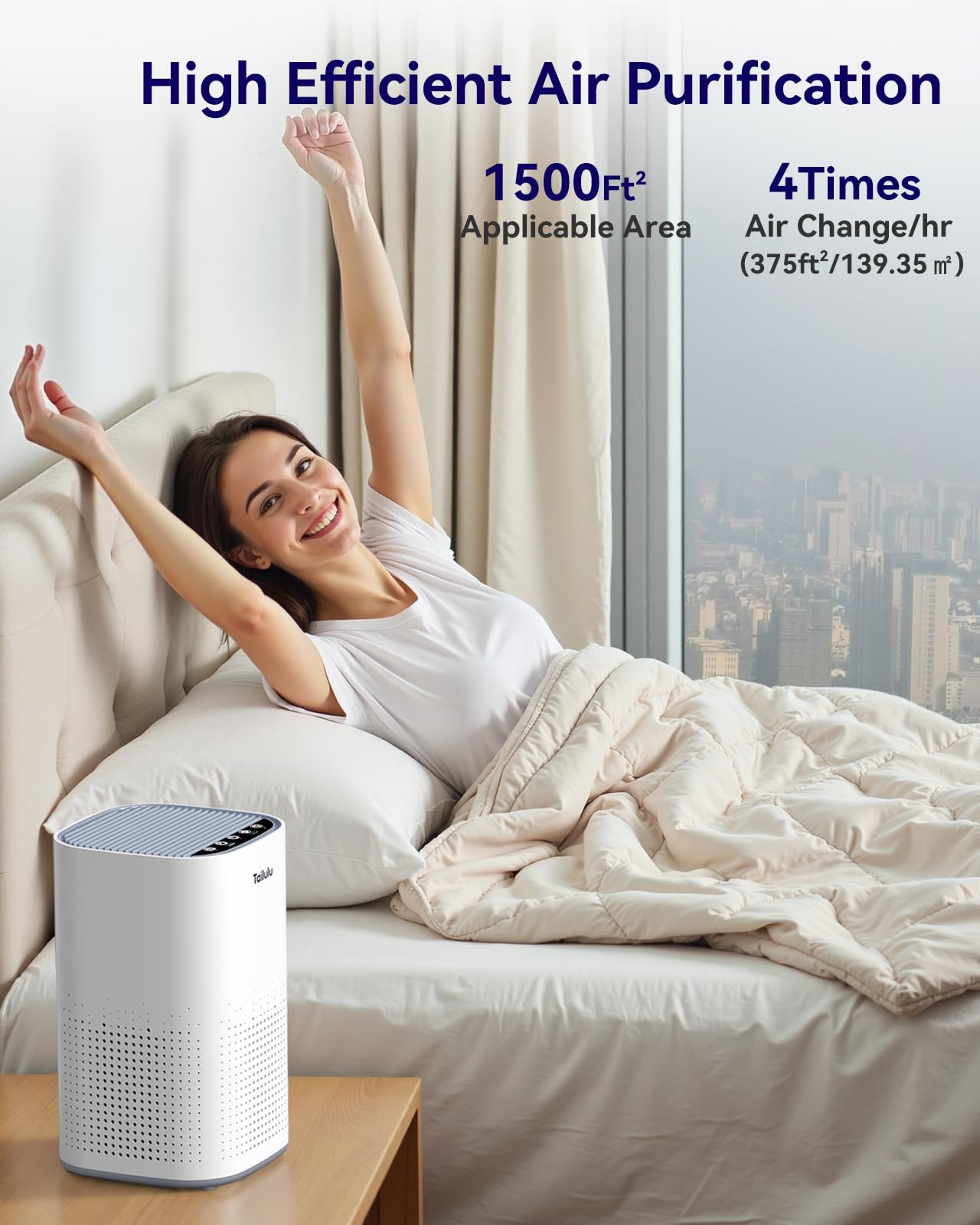 Tailulu H13 Ture HEPA Air Purifiers for Home Large Room up to 1500ft²