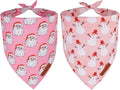 ADOGGYGO Pink Christmas Dog Bandanas 2 Pack, Reversible Santa Snowman Xmas Scarf Bib, Adjustable Fit Pink Christmas Bandana for Extra Large Dogs Girl (X-Large)