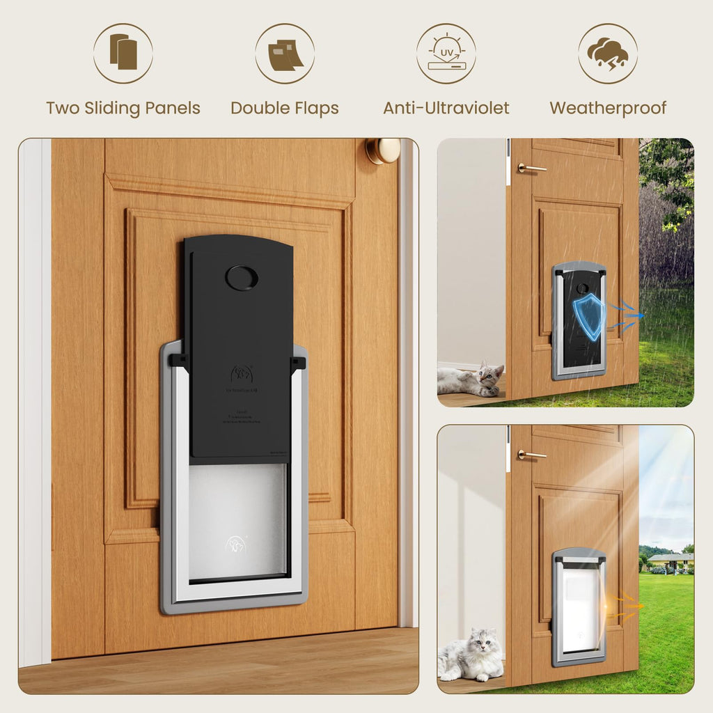 MAVRICFLEX All-Stainless Steel Frame Cat Door for Exterior Door, Gray