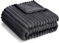 Eonkasp Soft Fleece Baby Blanket Ultra Cozy Grey Baby Blankets for Boys Warm and Lightweight Infant Toddler Newborn Receiving Gift with Reversible Stripes for Crib Stroller, 30x40 Inch, Dark Grey