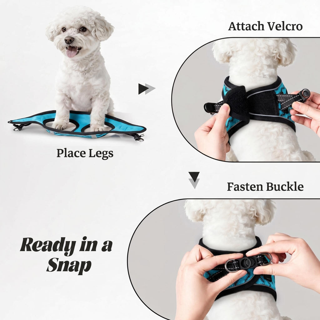 No Pull Dog Puppy Harness and Leash Set Reflective Mesh Vest Small