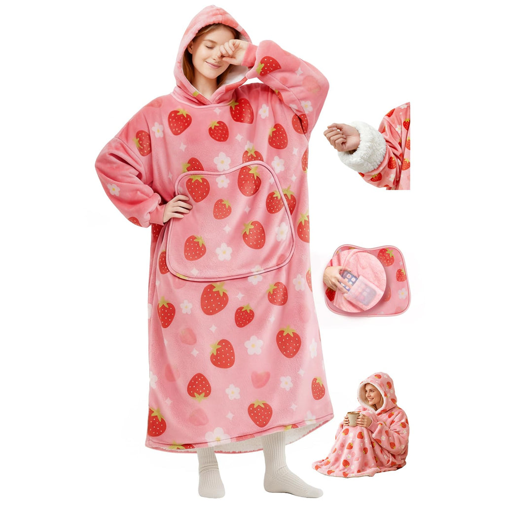 Mewaii Bunny Wearable Blanket Hoodie with Giant Pocket Cozy Gifts for Women