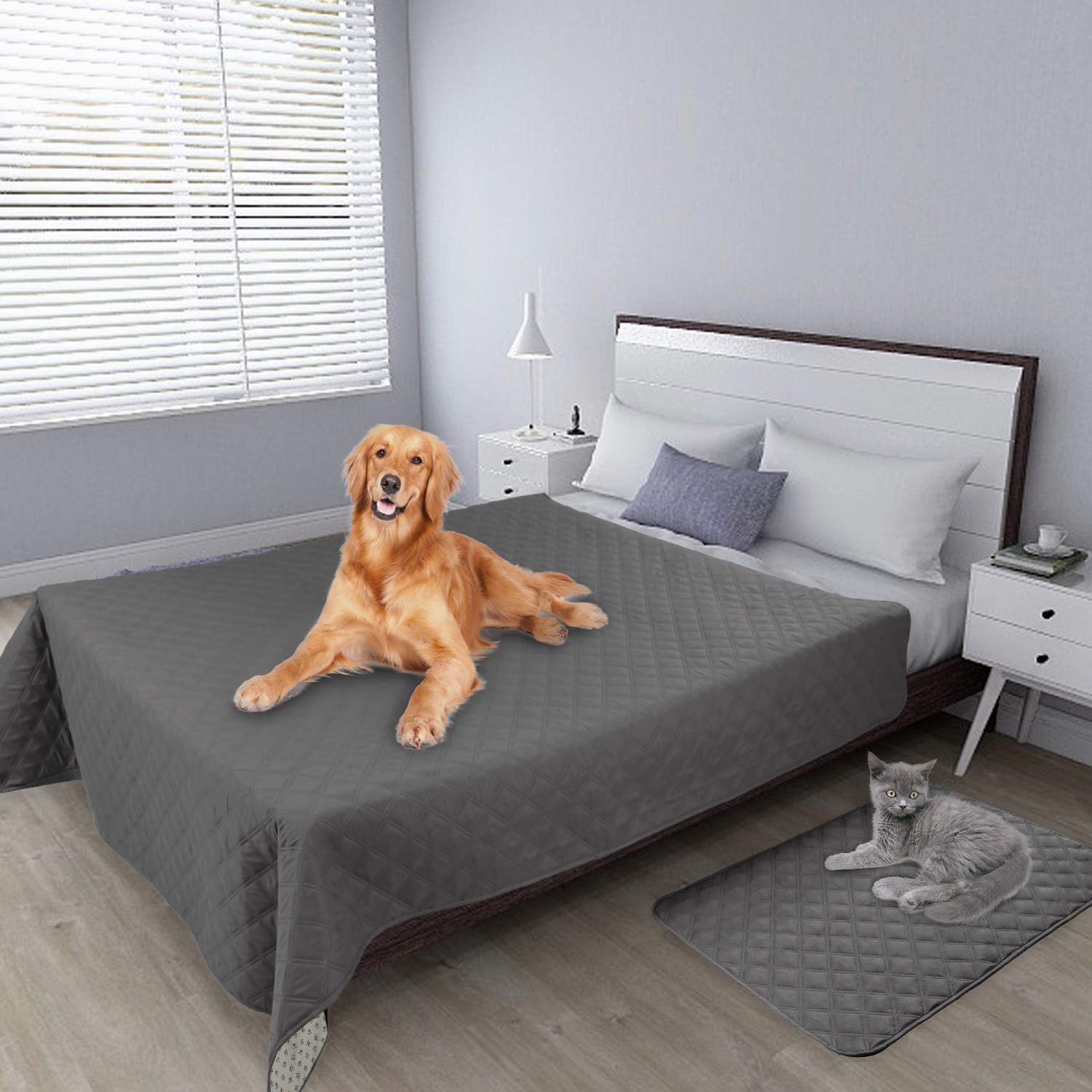 Easy-Going Waterproof Dog Bed Cover, Non-Slip Pet Blanket, 86x82in, Gray