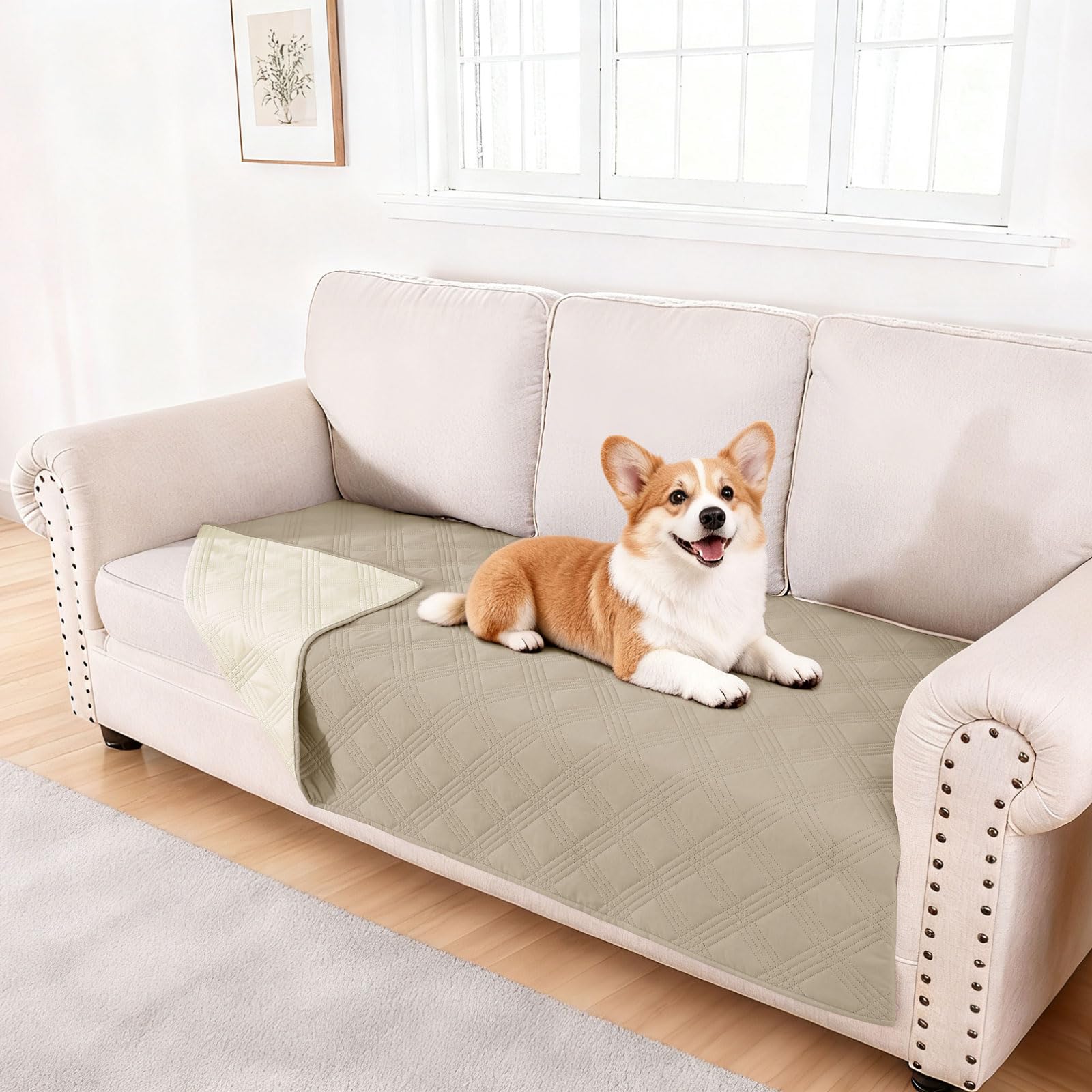 hyha Waterproof Reversible Dog Blanket, Soft Couch Cover for Dogs Washable