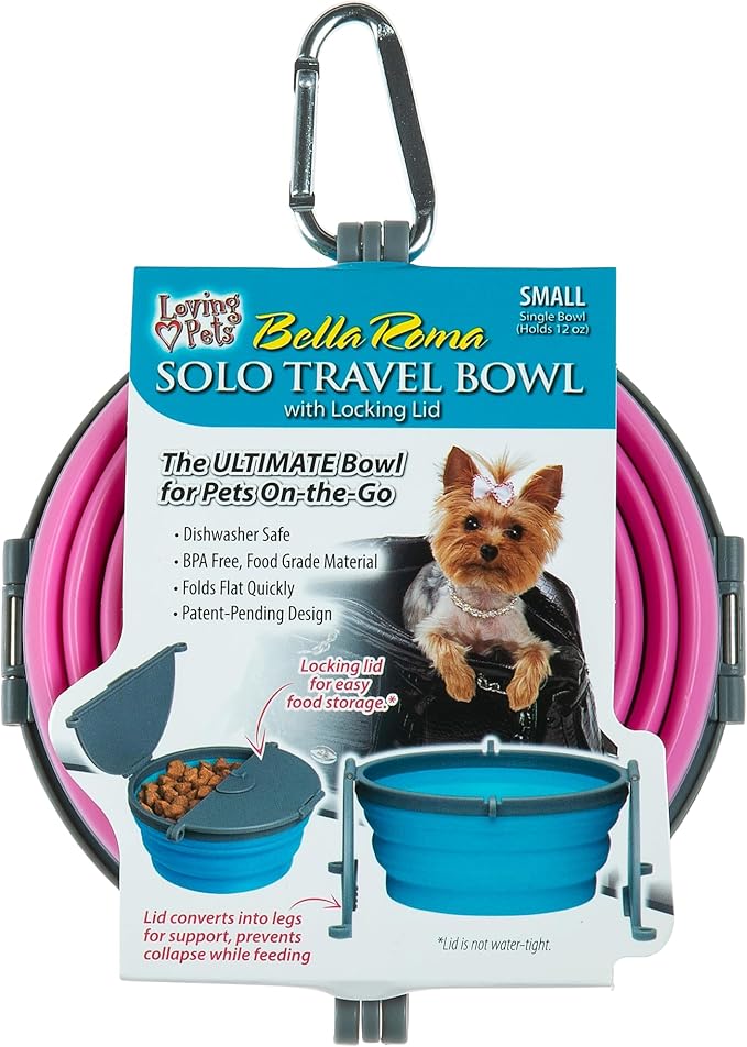 Loving Pets Bella Roma Collapsible Dog Bowls - Silicone Dog Bowls, Foldable Bowl, Puppy Essentials & Hiking Pet Supplies Great for Home & Travel (Pink