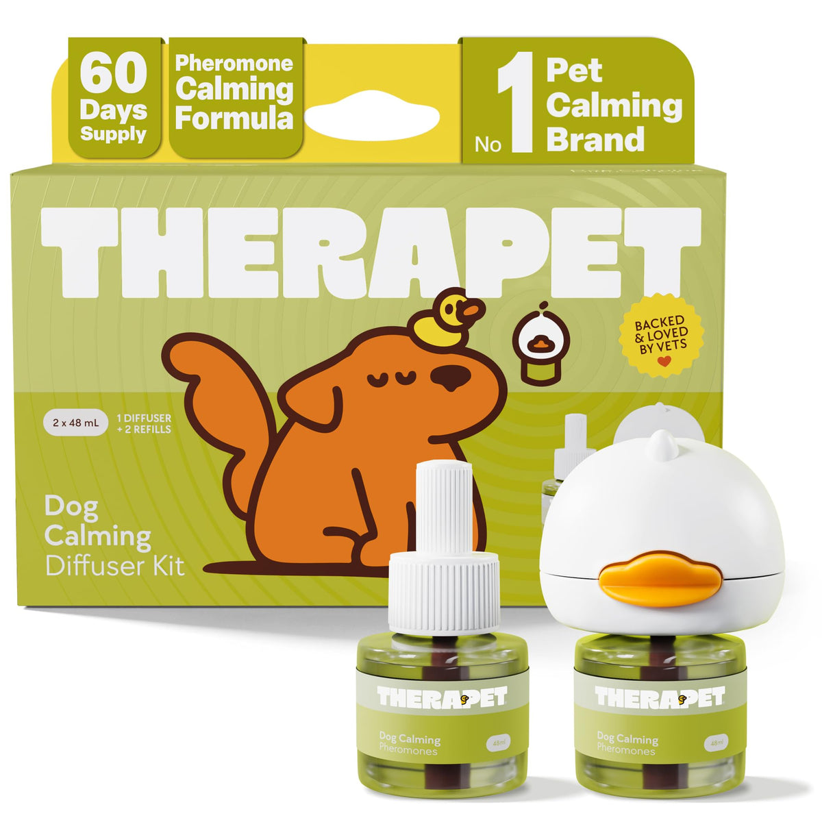 TheraPetMD 60-Day Dog Calming Diffuser Kit - Dog Pheromone Diffuser for Stress, Destructive Behavior, Pee Accidents, Separation Anxiety, Barking, Aggression & Chewing - 60-Day Refills Included