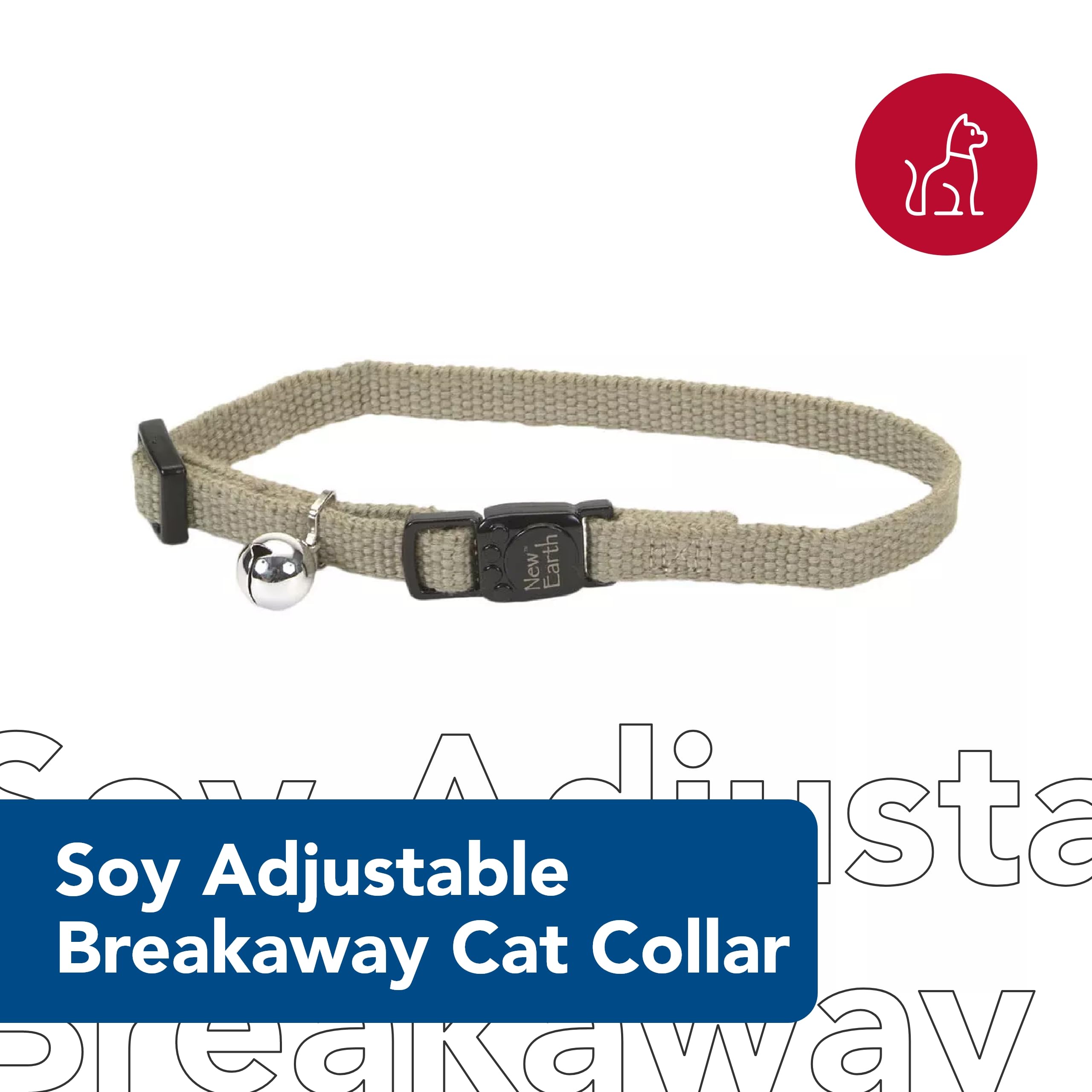 Coastal Pet New Earth Soy Adjustable Breakaway Cat Collar - Eco-Friendly, Odor-Resistant and Adjustable Cat Collar, Cranberry, 3/8" x 08"-12"