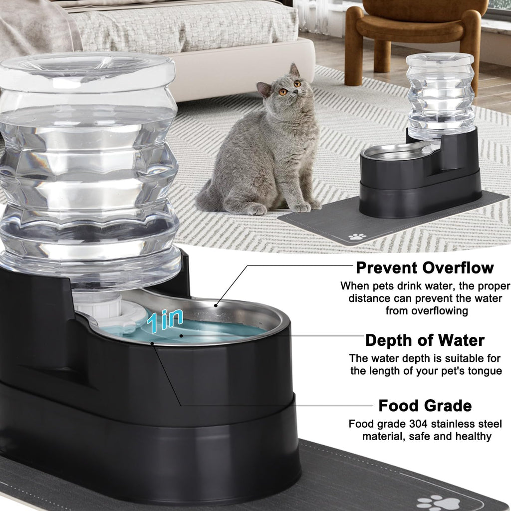 RIZZARI 5L Automatic Cat Water Dispenser: Elevated Filtered Cat Bowl
