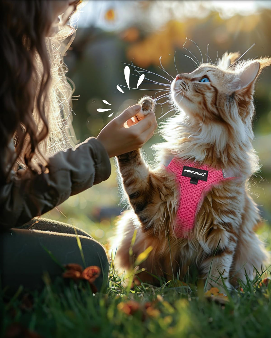 FAYOGOO Cat Harness and Leash Set, Escape-Proof Step-in Vest for Walking