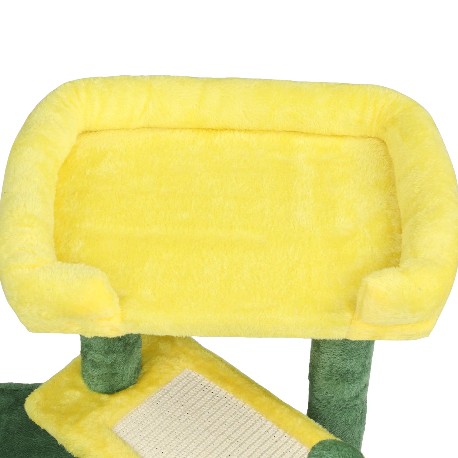 VINGLI Cat Tree, 27 inch Small Cat Tower with Scratching Post and Pad, Cat Condo for Indoor Kittens Padded Top Bed, Cats Indoor Activity Center (Yellow & Green)