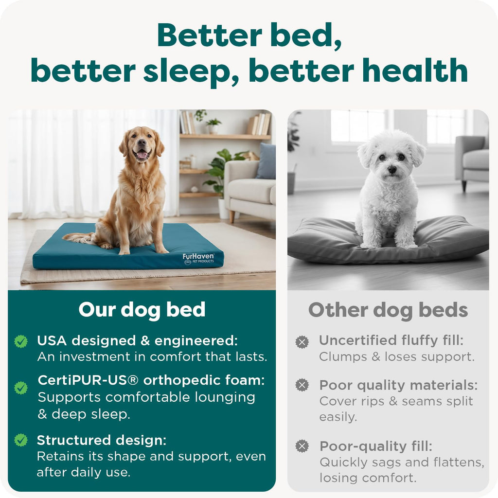 Furhaven Water-Resistant Orthopedic Dog Bed for Large Dogs w/ Removable Washable Cover, For Dogs Up to 95 lbs - Indoor/Outdoor Logo Print Oxford Polycanvas Mattress - Stone Gray, Jumbo/XL