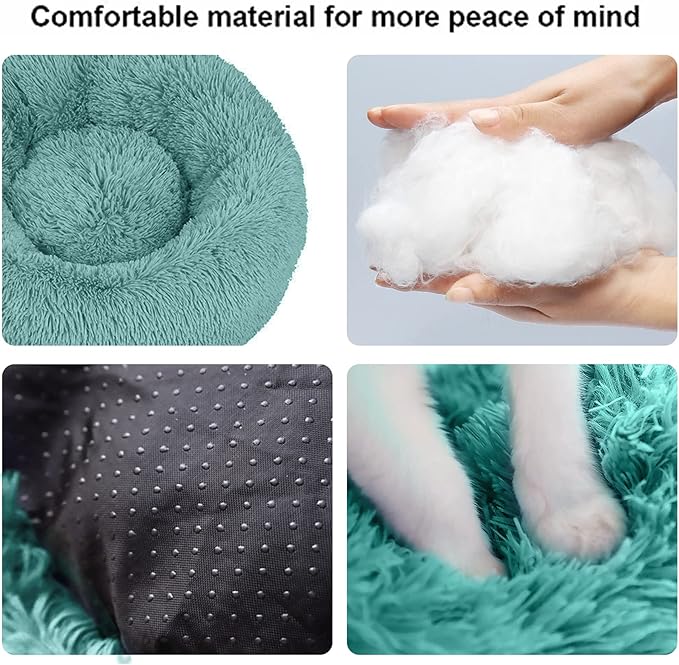 Nisrada Dog Bed for Small Medium Large Dogs, 24 inch Calming Dogs Bed, Washable-Round Cozy Soft Pet Bed for Puppy and Kitten with Slip-Resistant Bottom