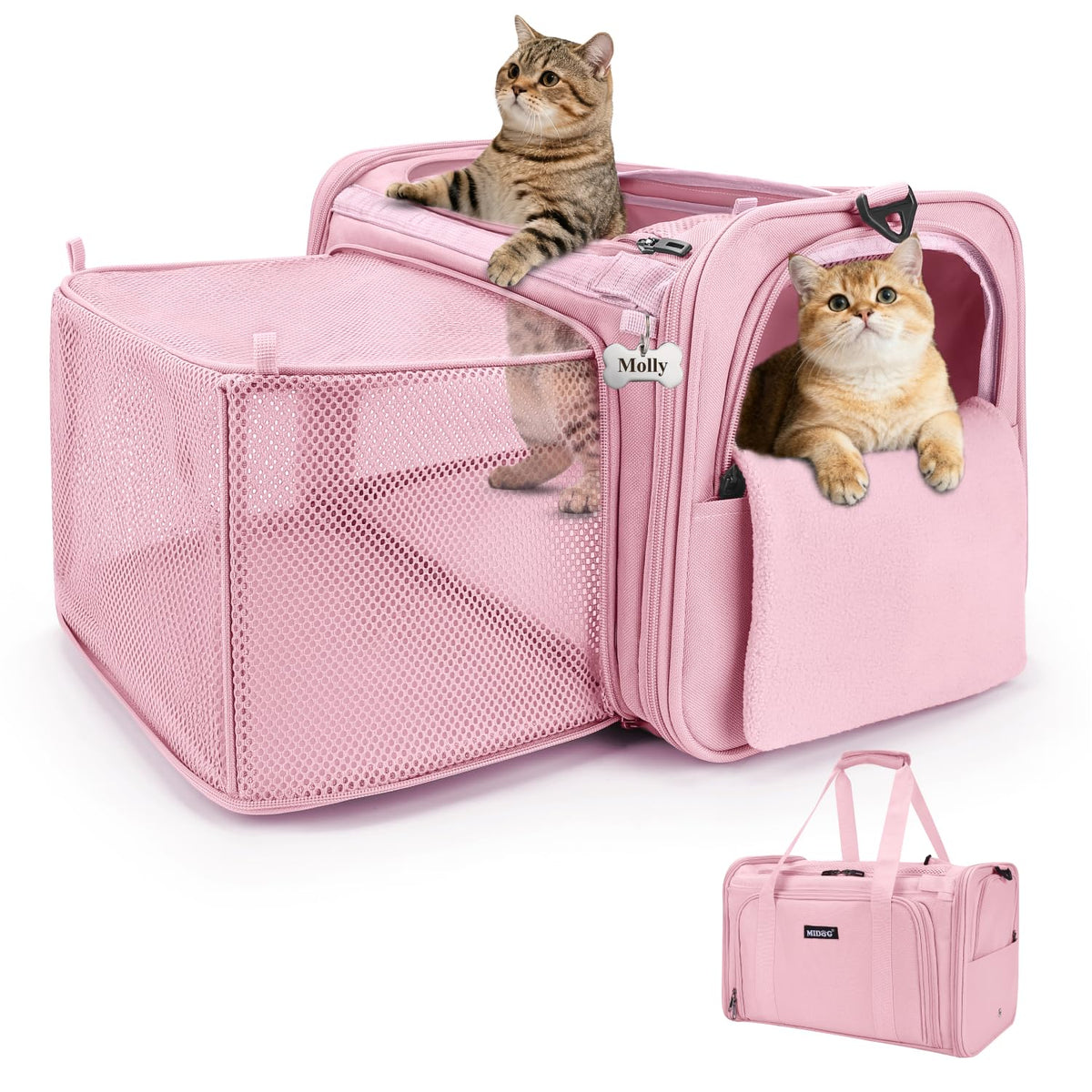 MIDOG Soft Cat Carrier Airline Approved, Expandable for Cats Up to 15lbs