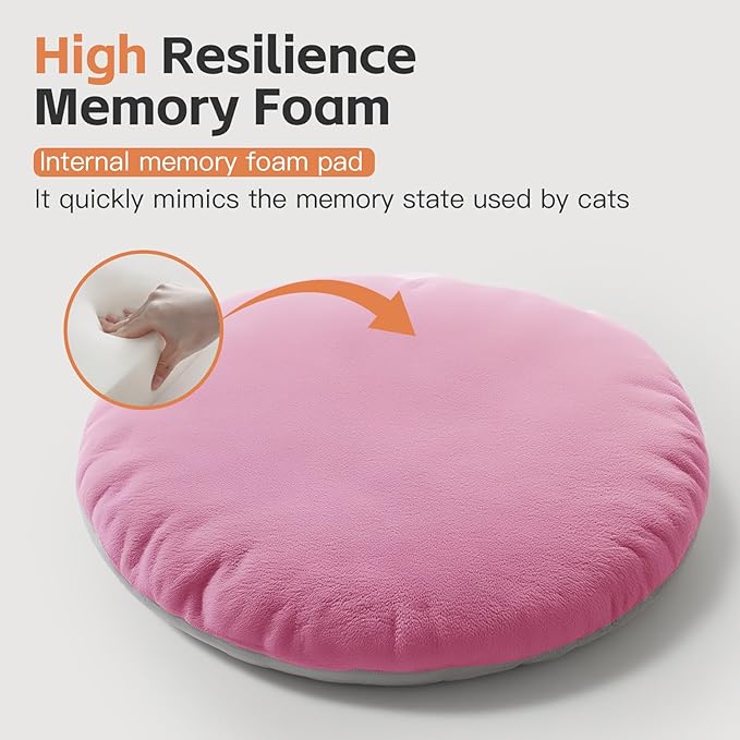 PJYuCien Premium Orthopedic Memory Foam Round Pet Bed for Large Cats, Small Dogs & Puppies - 20" Indoor Donut Cuddler with Non-Slip Bottom, Machine Washable, Supports Pets Up to 18 lbs, Pink