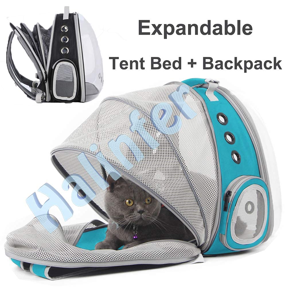Back Expandable Cat Backpack Carrier, Fit up to 12 lbs, Space Capsule Bubble Window Pet Carrier Backpack for Cat and Small Puppy