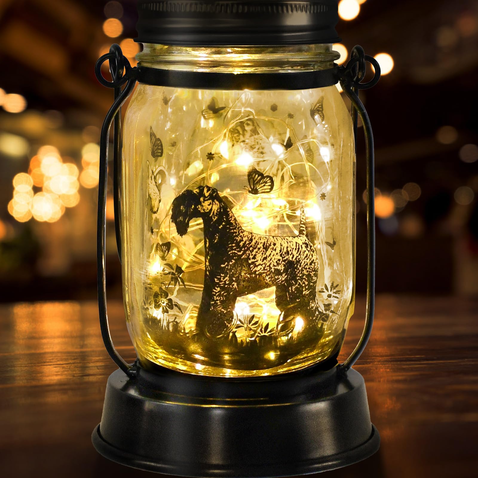 kyoryuger Terrier Dog Gifts for Women/Men, Pet Solar Lanterns Terrier Dog Lovers Lantern Pet Loss Dog Memorial Lights Solar Garden Decoration for Yard,Patio,Backyard,Torches Light