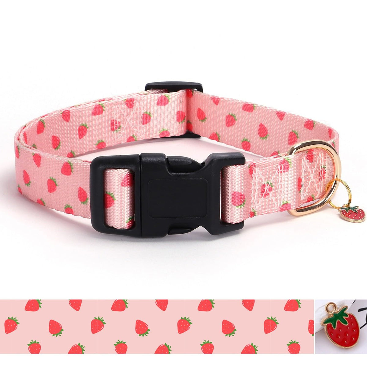 Reflective Dog Collar with Buckle Adjustable Safety Nylon Collars for Small Medium Large Dogs, Light Pink L