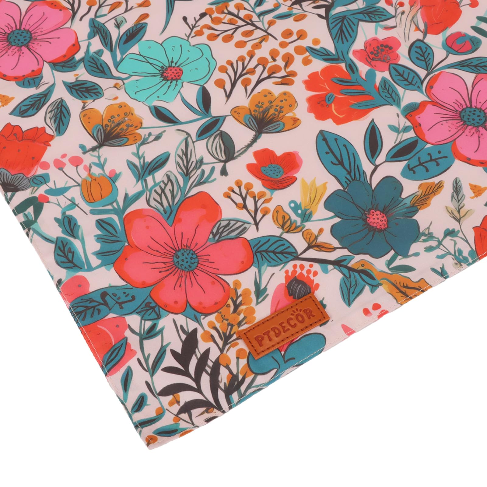 PTDECOR Spring Floral Dog Bandana, Flower Pet Scarf, X-Large