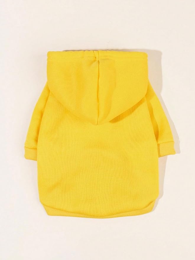 QWINEE Basic Dog Hoodie Sweatshirt Puppy Sweater Warm Cat Costumes Pet Clothes for Chihuahua Puppy Kitten Small Medium Dogs Yellow Large