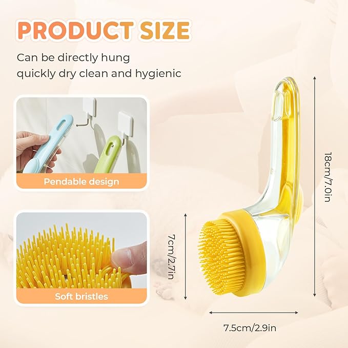Pet Bath Brush, 2025 New 2 in 1 Dog Bath Brush with Built-in Shampoo Dispenser, Pet Wash Brush for Bathing Dog Grooming Massage Brush for Long Short Haired Dogs Cats Shower (Green, Coarse teeth)