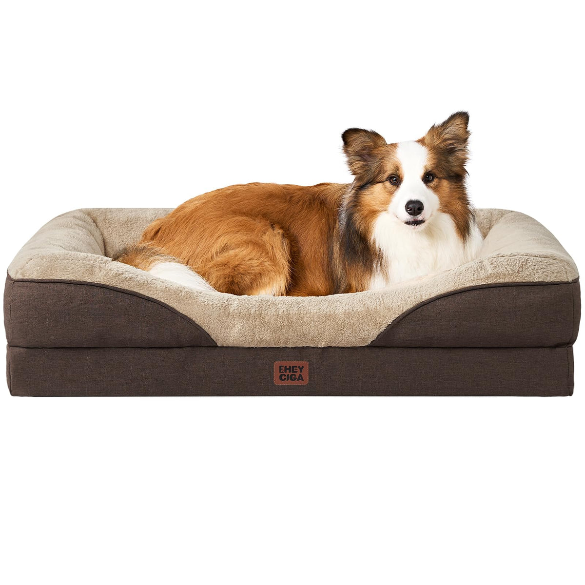 EHEYCIGA Orthopedic XL Dog Bed for Large Dog, Memory Foam Dog Couch, Beige