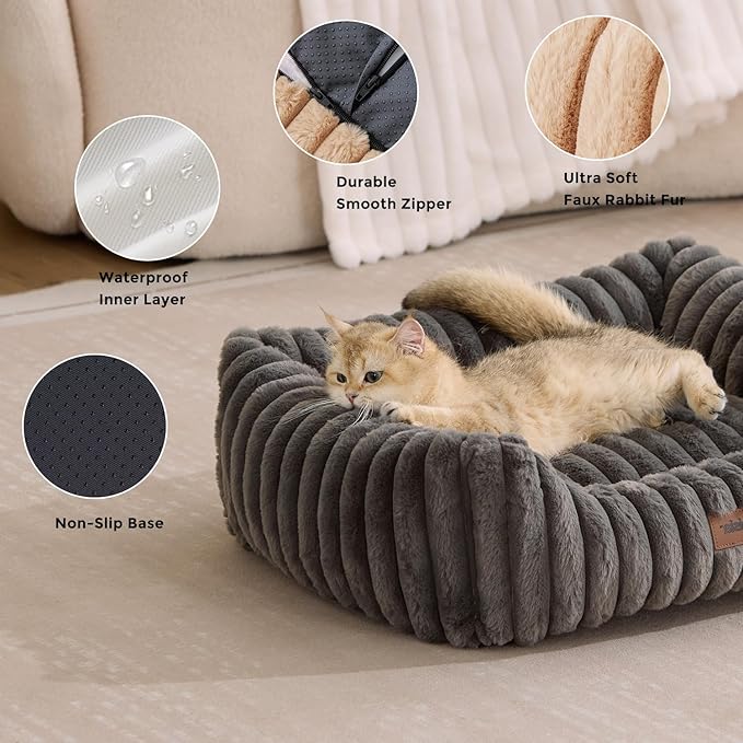 ZOMISIA Small Dog Bed, Cat Bed for Indoor Cats with Washable Cover, 20x19''