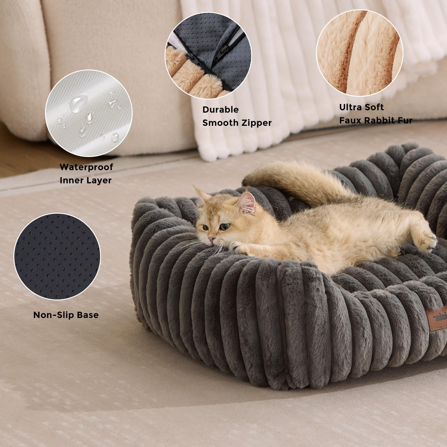 ZOMISIA Small Dog Bed, Cat Bed for Indoor Cats with Washable Cover, 20x19''