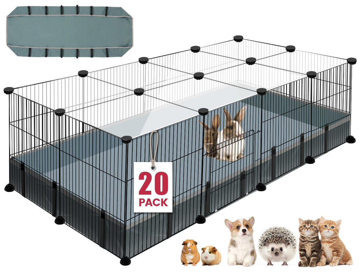 VISCOO 12 Panels Small Animal Playpen, 48" x 24" x 16" Guinea Pigs Cages