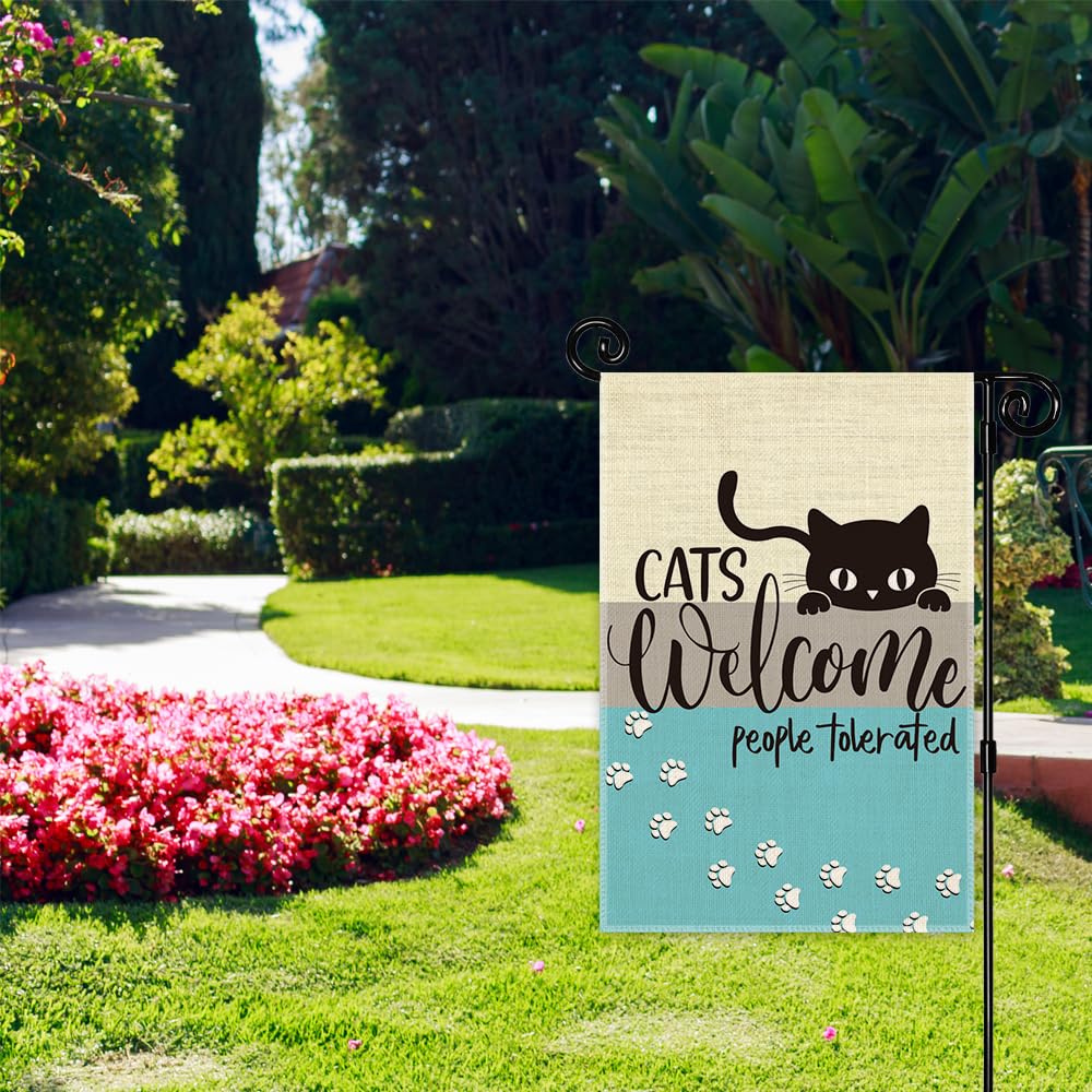 JMYROG Cats Welcome Garden Flag for Outside, Cottagecore Cat Yard Sign